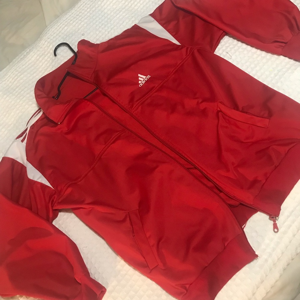 Red Adidas zip up track jacket